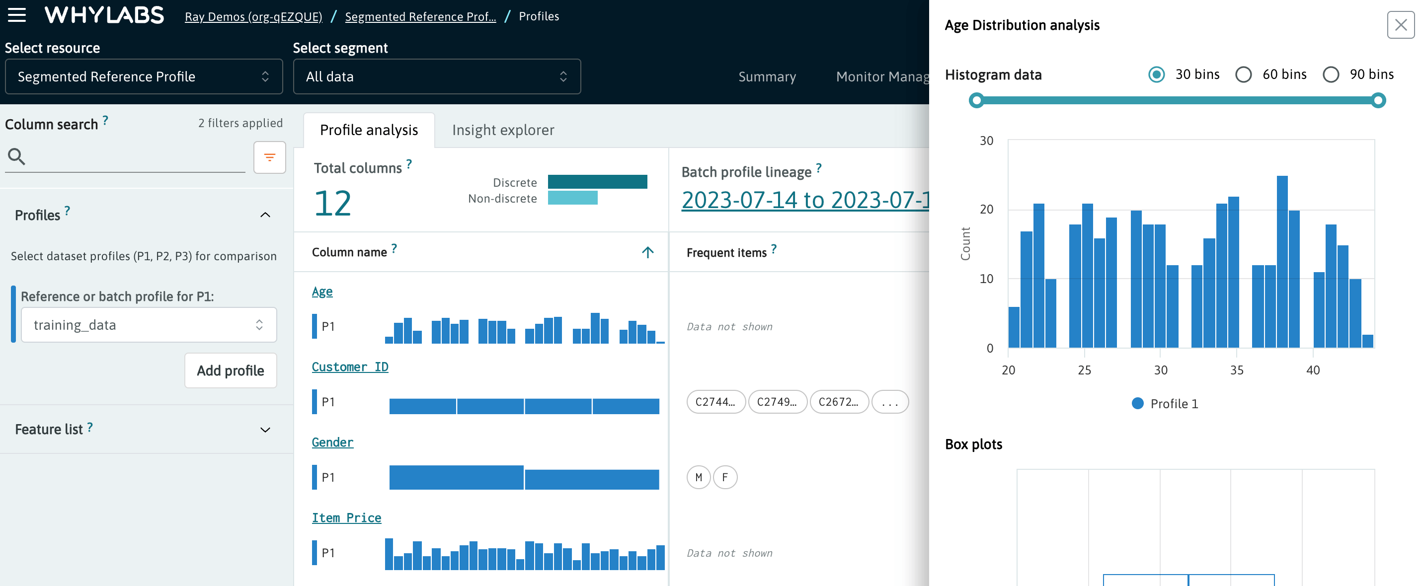 Reference profile inspected on the Profile Page